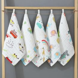 Willekeurige 5 -stks mousseline 6 lagen katoen zachte baby handdoeken baby gezicht handdoek zakdoek badvoeding voeding gezicht washandje wip burp doek 240409