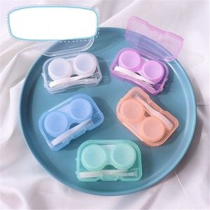 Étui de rangement pour lentilles de Contact en plastique, pochette transparente de couleur bonbon aléatoire, Kit de voyage, porte-conteneur facile à emporter