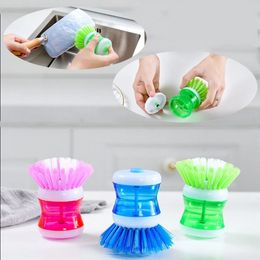 Random Color Kitchen Wash Pot Dish Borstel Wasgerei met wassende vloeibare zeep Dispenser Huishoudelijke reinigingsaccessoires FY2678 P1125