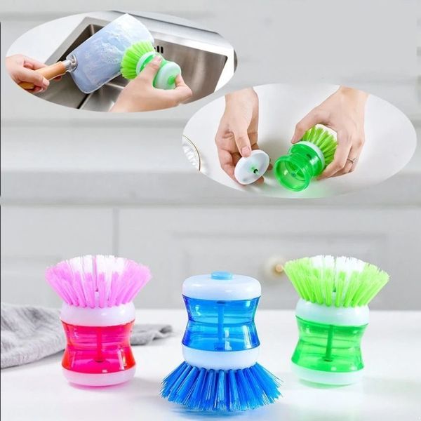 Cuisine de couleur aléatoire Pot de lavage Brosse à vaisselle Ustensiles de lavage avec distributeur de savon liquide vaisselle Accessoires de nettoyage ménager RRA884