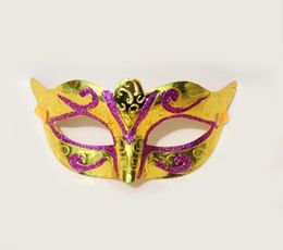 Color aleatorio enviado Máscara de fiesta Hombres Mujeres con Bling Gold Glitter Mascarada de Halloween Máscaras venecianas para disfraz Cosplay Mardi Gras RRE14781