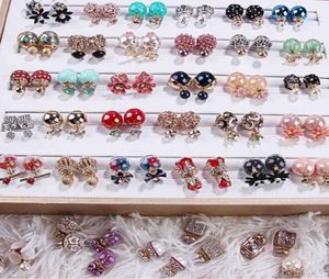 Mélange aléatoire 15 styles 15 paires de boucles d'oreilles en perles de cristal délicates, Double face, opale, pierres précieuses, boucles d'oreilles à vis, adaptées aux filles Madam5522787