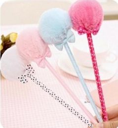 Offre spéciale aléatoire belle corée du sud papeterie Bowknot en peluche stylo à bille cadeau stylo G8852703687