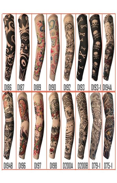 Aleatoriamente de moda Unisex deporte al aire libre AntiUV mangas de tatuaje falso motocicleta senderismo brazo protector medias cálidas mangas temporales 5070205