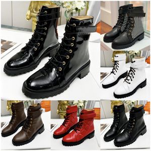 Ranger Romy Boot Designer Graphy Biker Martin Leather Dames Luxe topkwaliteit Combat Ankle Western Motorcycle Metal Buckle Boots