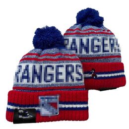 RANGERS Mutsen Bobble Hoeden Honkbal Hockey Bal Caps 2023-24 Modeontwerper Bucket Hat Grof Gebreide Faux Pom Muts Kerstmuts Sport Gebreide Hoeden