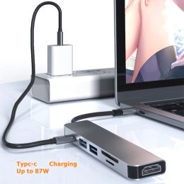 Rankman USB C Hub naar HDMI-compatibel 4K Type C PD USB 3.0 2.0 Dock voor MacBook iPad Samsung S21 Dex TV Projector Nintendo Switch