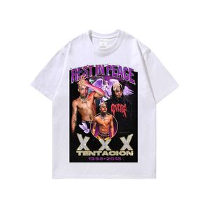 Rap zanger xxx tentacion gedrukt gewassen t-shirt heren half mouwen bovenste t-shirt