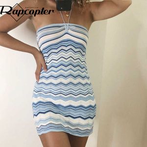 Rapcopter Wave Tricoté Mini Dry2k Vintage Halter SundrBacklSkinny Beach DrWomen Summer Prom Party Dr2021 90s X0529