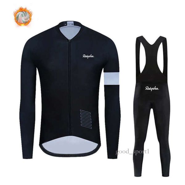 Conjuntos de camisetas de ciclismo Rapha Cycle para hombre Conjunto de camisetas de ciclismo Abrigo de manga larga polar térmico de invierno Chaqueta para montar en bicicleta Conjunto de trajes de ciclismo Rapha Cycle 907