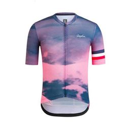 Rapha Summer Pro Team Mens Cycling Jersey Road Race Racing Maillot Breathable Short à manches Tops de vélos de sport extérieurs Shirts S229D