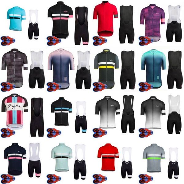 Rapha Team Bike Cycling Jersey Set Summer Mens Courte à manches Bicyclette à vélo de la route Vêtements de course en plein air Uniforme ROPA CICLI228B