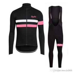 Rapha Team Cycling Long Sheeves Jersey Bib Pants Sets Heren Spring Autumn Outdoor Sport Suit comfortabel ademende Y21031206249S