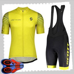SCOTT team Cycling Short Sleeves jersey (bib) shorts sets Mens Summer Respirant Route vélo vêtements VTT vélo Tenues Sport Uniforme Y21041499