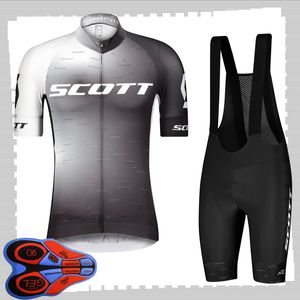 SCOTT team Cycling Short Sleeves jersey (bib) shorts sets Mens Summer Respirant Route vélo vêtements VTT vélo Tenues Sport Uniforme Y210414238
