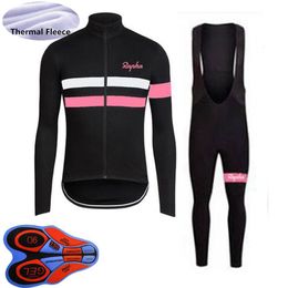 RAPHA Team hiver cyclisme maillot ensemble hommes polaire thermique à manches longues chemises pantalons à bretelles Kits vêtements de vélo de montagne vélo de course s275q