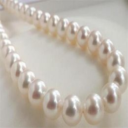 Rapido énorme naturel 10-11 MM ronda perfecta del Mar del Sur véritable blanco perla collier de 17 266r