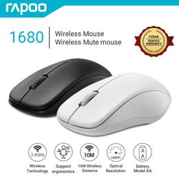 RAPOO 1680 souris sans fil ergonomique 1000 DPI silencieuse 3 boutons pour ordinateur PC tablette souris pour ordinateur portable silencieux 24G 240309