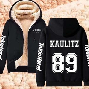 Rappeur Brand Tokio Hotel Kaulitz Hoodies Hivert Lambswool Zipper Veste épaissis pour les sweat-shirts pour hommes surdimensionnés