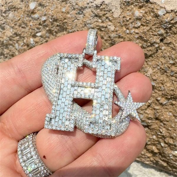 Rappeur Bussdown Hip Hop S bijoux personnalisés spécial glacé Moissanite personnalisé lettre pendentif collier pour hommes