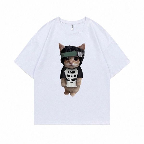 Rappeur chef Keef Kitty plomb ne jamais suivre imprimé T-shirt mâle 100% Cott T-shirt hommes t-shirts drôles hommes surdimensionné Hip Hop T-shirt J21M #