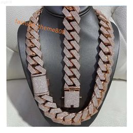 Rapper Cubaanse ketting 925 zilver 20 mm breed 3 rijen Vvs Moissanite volledige Iced Out Cubaanse schakelketting