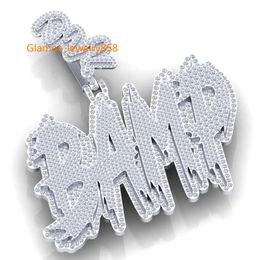 Rappeur Hip Hop bijoux 925 argent Sterling lettre cursive Bling diamant Vvs Moissanite lettre nom pendentif à bas prix