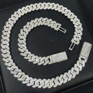 Rappeur – Bracelet en diamant Baguette de conception populaire S925, ensemble de bijoux Moissanite, chaîne cubaine de luxe, collier à maillons cubains