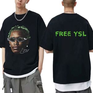 Camiseta con gráfico raro de rapero Young Thug Green para hombre, camisetas Retro de manga corta de Hip Hop para hombre y mujer, camiseta 100% de algodón de gran tamaño