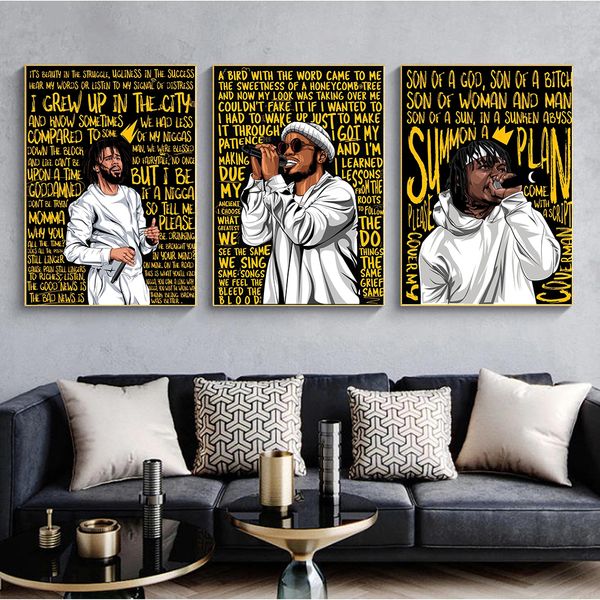 Rappeurs J Cole Anderson Paak musique chanteur Art imprime toile peinture mode Hip Hop étoile affiche chambre salon mur décor à la maison