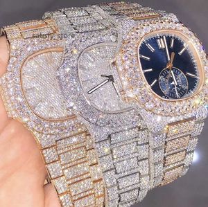 Rappers VVS Diamond Pols Watch Hip Hop Iced Moissanite Watch voor mannen