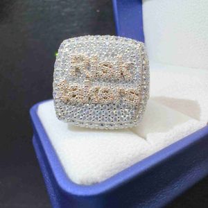 Rappers Vvs Moissanite Hommes Plaqué Or 925 Sterling Silver Gemstone Custom Hip Hop Iced Out Ring