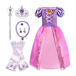 Robe Raiponce pour filles Costume de princesse d'été Enfants fantaisie anniversaire halloween fête up vêtements enchevêt les robes 38T 240413