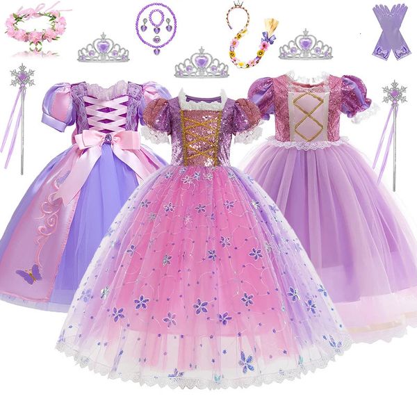 Robe Rapunzel Costume de princesse pour bébé fille cosplay robe tangled kids anniversaire cadeau halloween costume princess 240517