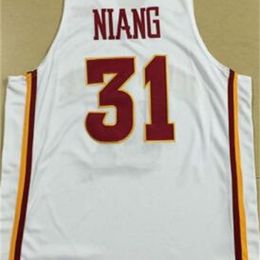 Rare 009 # 31 Georges Niang Iowa State College Jersey, 009 White Yellow Jersey ou personnalisé n'importe quel nom ou numéro de maillot