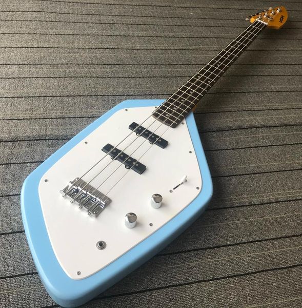 Rare 4 cordes Vox Phantom IV des années 60, guitare basse électrique bleu clair, corps solide, manche en érable, touche en palissandre, pickguard blanc, matériel chromé