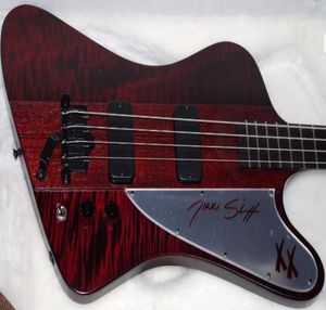 Rare 4 cordes Bass Fire Thunderbird Nikki xx Signature Vin Red Flame Maple Top Electric Bass Guitar Emg Pickups Black Hardware8225433