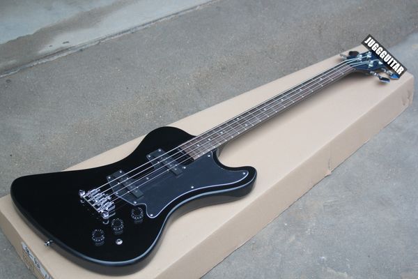 Rare 4 Cordes Krist Novoselic KN Signature RD Noir Guitare Basse Électrique Noir Pickguard Chrome Matériel Palissandre Fingboard Dot Inlay