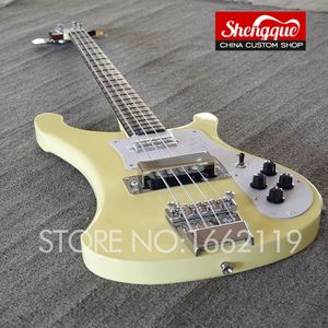 Raro 4 cuerdas Chris Squire Signature Cream Bajo eléctrico Cuello a través del cuerpo, diapasón de palisandro Dot Inlay