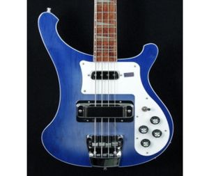 Rare 4003 Trans Blue Bass deux sorties 4003 Ric Transparent Blue Electric Bass Guitar Cold Body Body One PC Cold Corps chinois Bas2765612