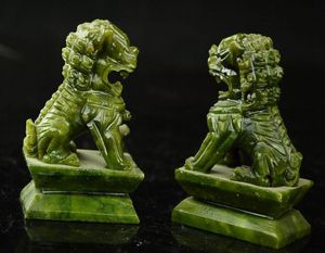 RARE A par 100 estatuas de jade naturales de China de Pixiu Dragon8162549