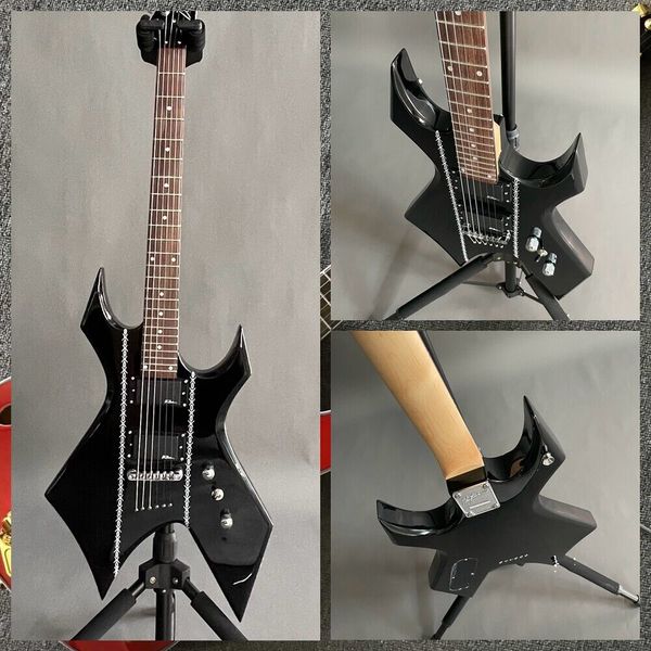 Rare BC Style Forma especial Guitarra eléctrica negra Mástil de arce Copia EMG Pickup