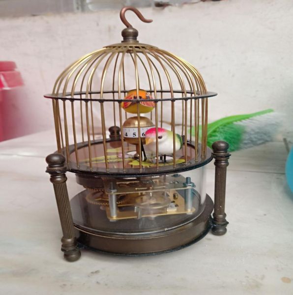 Cage à oiseaux en laiton Rare, horloge de Table mécanique, réveil 0122792538