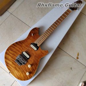 Rare Edward Van Halen Hybird Brown Guitare électrique matelassée en érable Chine Floyd Rose Tremolo Bridge Écrou de verrouillage Accordeurs blancs