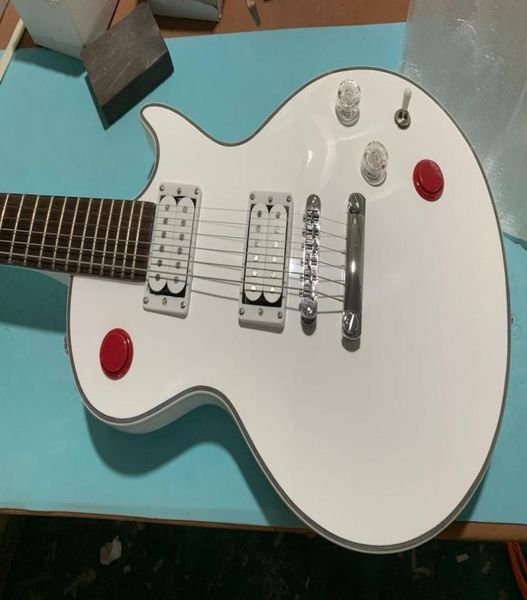 Rare Buckethead Studio Baritone Guitar Bouton rouge Arcade Button Kill Interrupteur ALPINE WHITE ELECTRIC Guitar5291817