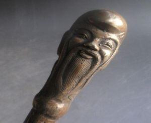 Rare chinois en laiton sculpté statue dragon longévité dieu shoehorn7918723