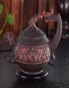 Raro dragón chino hecho a mano realista de yixing zisha tetera de arcilla púrpura 7498195