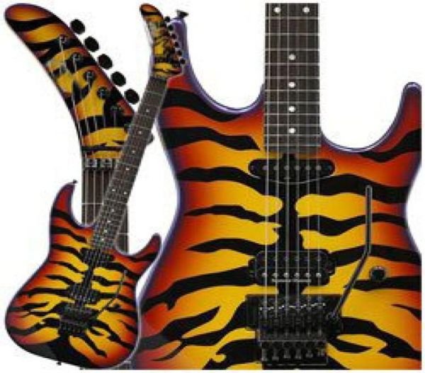 Rare Custom George Lynch Signature Tiger Stripe Sunburst Purple Edge Guitare électrique Touche ébène Tremolo Verrouillage Tuners9273681