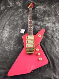 Rare Destroyer II DT-555 Pink Phil Collen Elektrische Gitaar Floyd Rose Tremolo Bridge, Gouden Hardware, Block Abalone Inlays, 3 Double Cream Humbuckers Pickups Whammy Bar