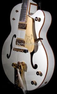 Rare Dream Guitar Gretch White Falcon Guitare électrique Gold Sparkle Body Binding Hollow Body Double F Hole Bigs Tremolo Bridge Gold Hardware